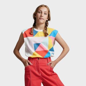 INDEE Naska Sleeveless Top Rainbow Geometric Pattern Crew Neck Women's Size XS